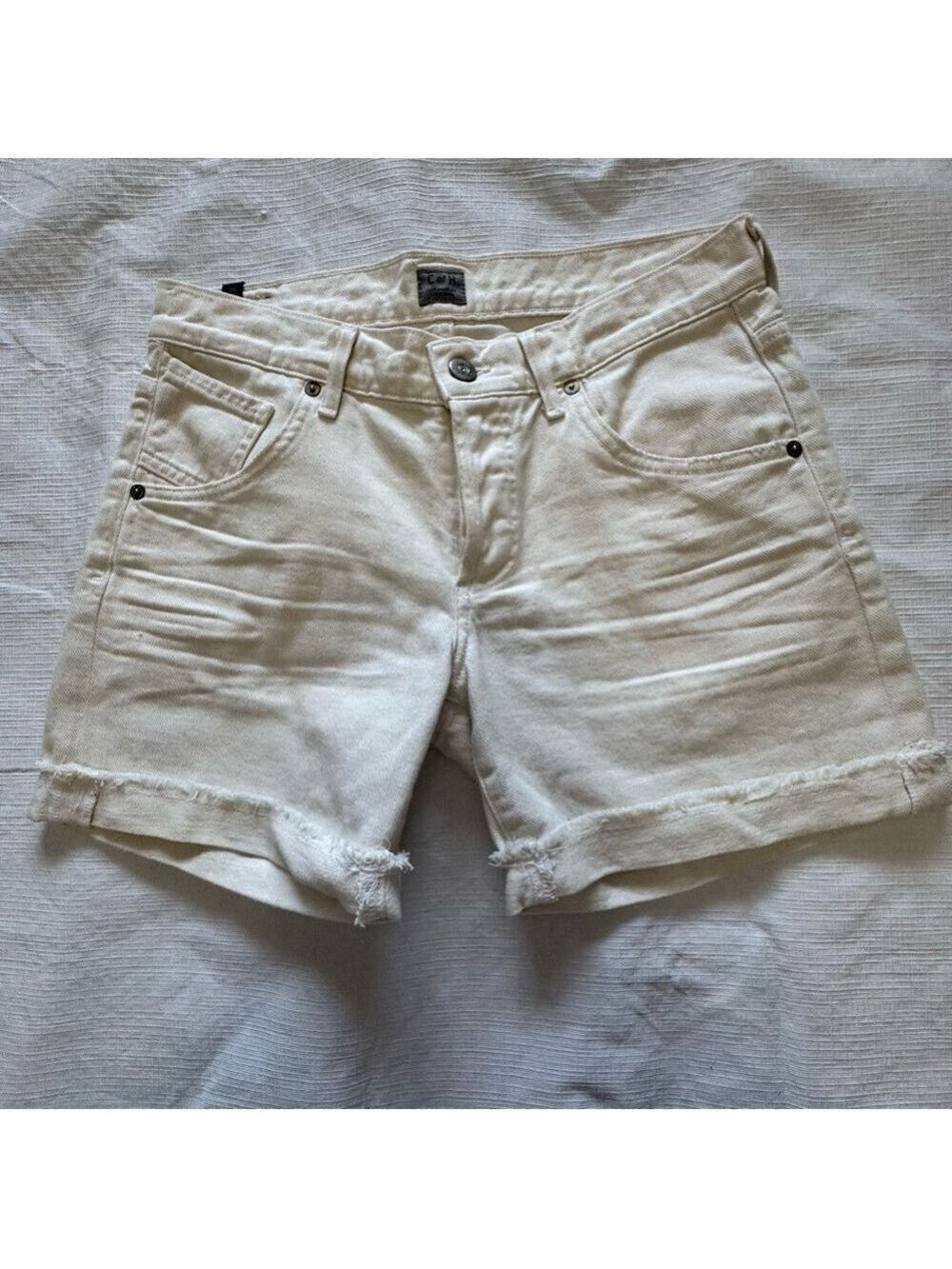 Citizens Of Humanity white Jean Shorts Distressed Cuffed